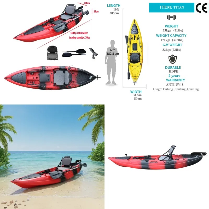 Fishing Kayak Sit In - 10-футовый одноместный рыболовный каяк с электромотором,